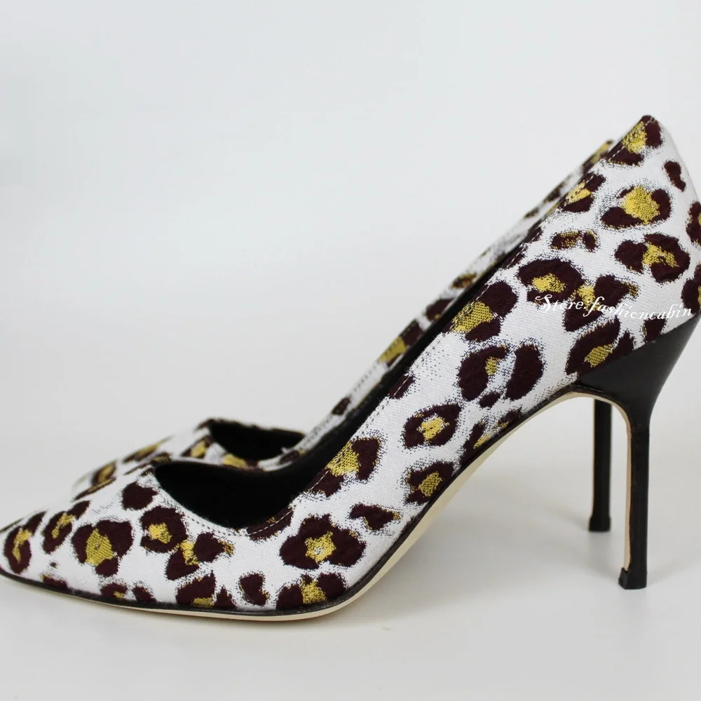 NEW Manolo Blahnik BB Leopard Print Pointed Toe Pumps Multi EU 36.5